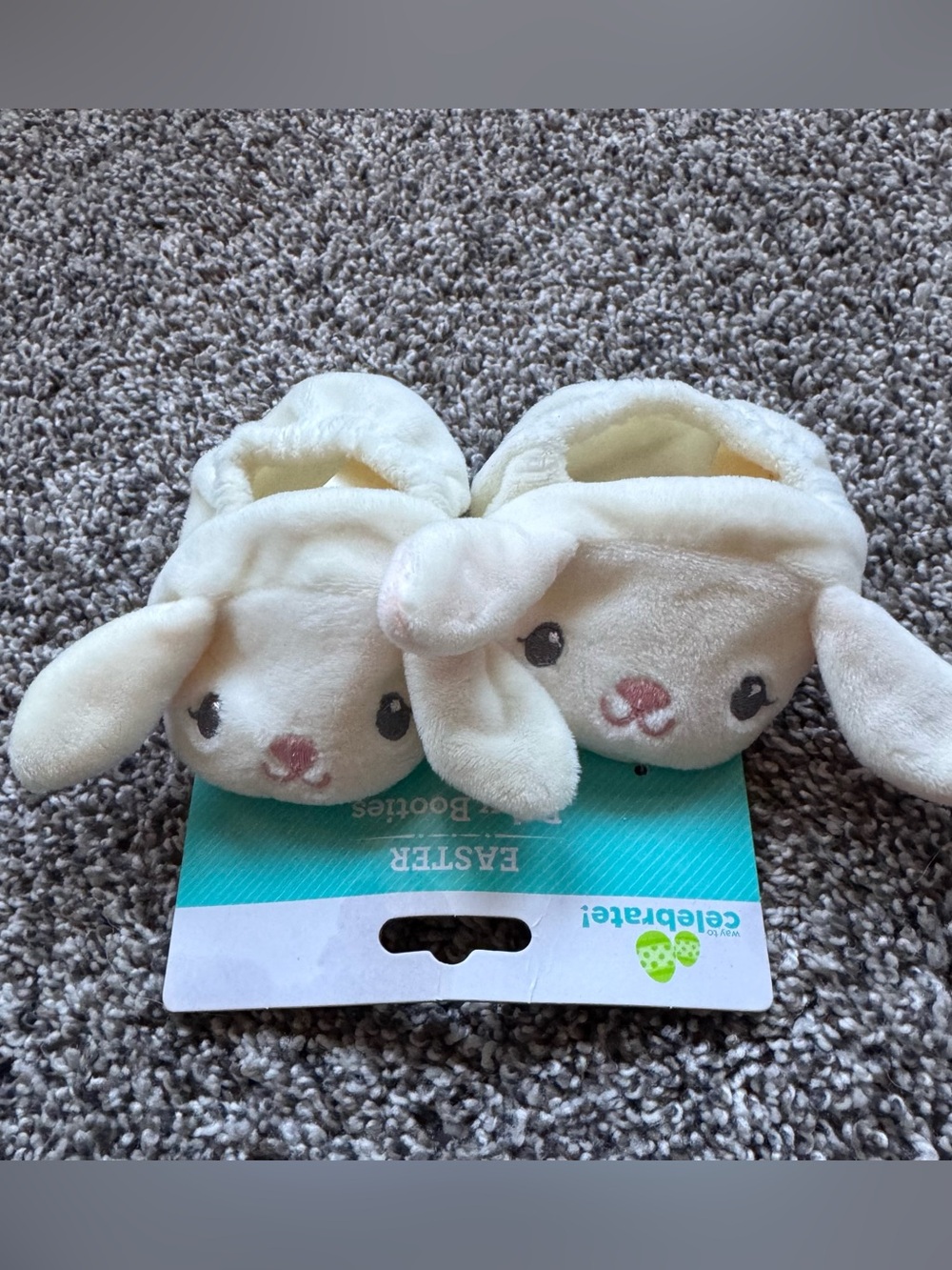 Cream Bunny Baby Booties - Soft Plush Kids Shoes
